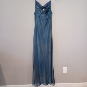 All That Jazz 90s Shimmery Maxi Slip Dress With Watercolor Floral Size 7/8